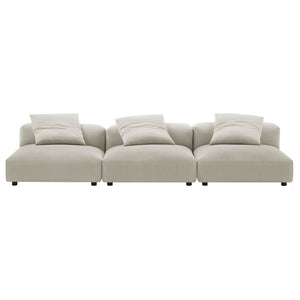 Modway Furniture Solace 3-Piece Modular Upholstered Sofa - Versatile, Comfortable Seating for Modern Living Spaces Linen EEI-7035-LIN