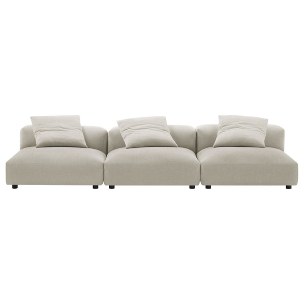 Modway Furniture Solace 3-Piece Modular Upholstered Sofa - Versatile, Comfortable Seating for Modern Living Spaces Linen EEI-7035-LIN