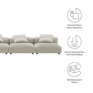 Modway Furniture Solace 3-Piece Modular Upholstered Sofa - Versatile, Comfortable Seating for Modern Living Spaces Linen EEI-7035-LIN