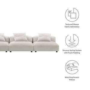 Modway Furniture Solace 3-Piece Modular Upholstered Sofa - Versatile, Comfortable Seating for Modern Living Spaces Salt EEI-7035-SAL