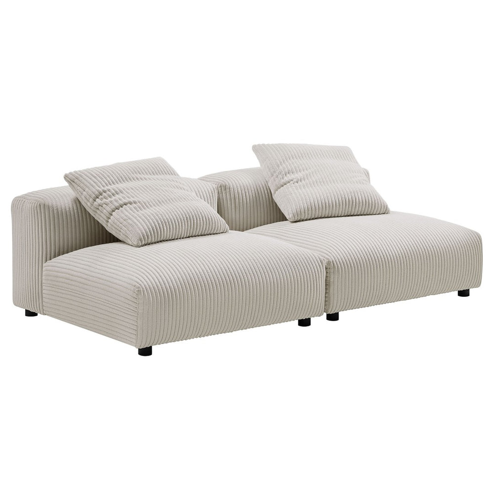 Modway Furniture Solace Modular Corduroy 2-Seater Sofa – Relaxed Contemporary Comfort for Stylish Living Spaces Almond EEI-7036-ALM