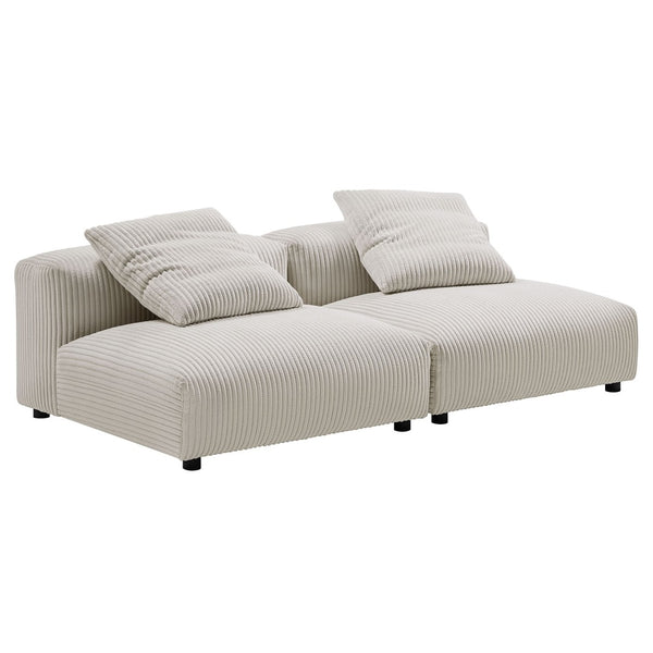 Modway Furniture Solace Modular Corduroy 2-Seater Sofa – Relaxed Contemporary Comfort for Stylish Living Spaces Almond EEI-7036-ALM