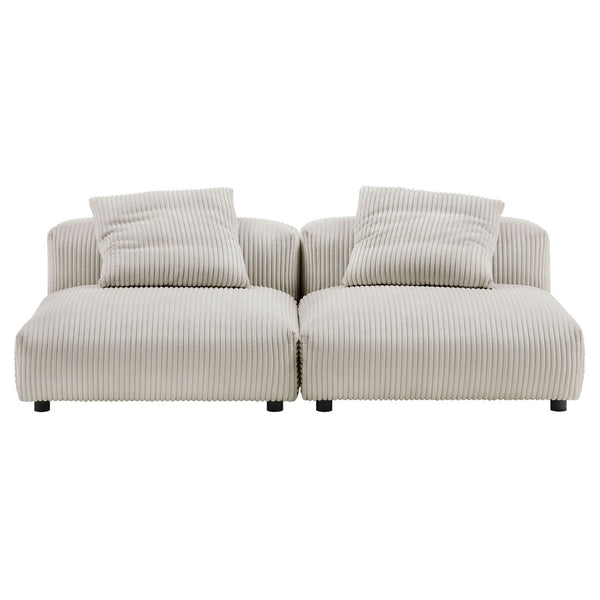 Modway Furniture Solace Modular Corduroy 2-Seater Sofa – Relaxed Contemporary Comfort for Stylish Living Spaces Almond EEI-7036-ALM