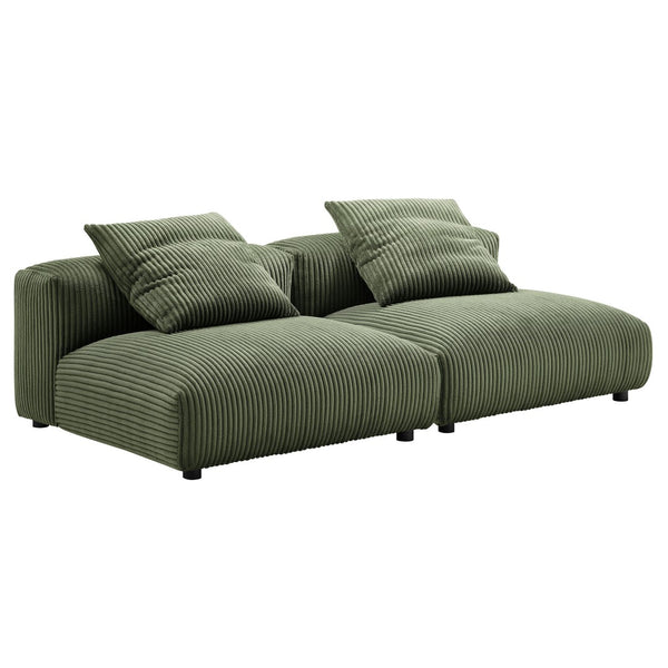 Modway Furniture Solace Modular Corduroy 2-Seater Sofa – Relaxed Contemporary Comfort for Stylish Living Spaces Fern EEI-7036-FRN