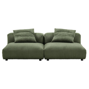 Modway Furniture Solace Modular Corduroy 2-Seater Sofa – Relaxed Contemporary Comfort for Stylish Living Spaces Fern EEI-7036-FRN