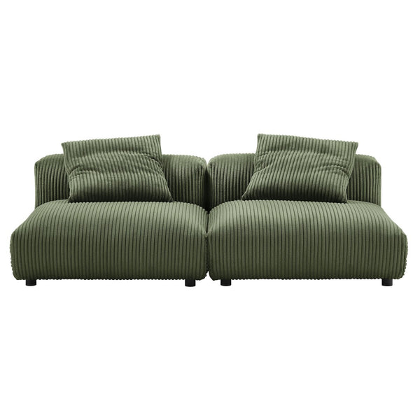 Modway Furniture Solace Modular Corduroy 2-Seater Sofa – Relaxed Contemporary Comfort for Stylish Living Spaces Fern EEI-7036-FRN