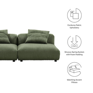 Modway Furniture Solace Modular Corduroy 2-Seater Sofa – Relaxed Contemporary Comfort for Stylish Living Spaces Fern EEI-7036-FRN