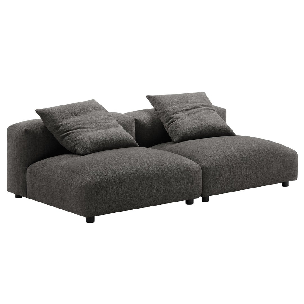 Modway Furniture Solace Modular 2-Piece Upholstered Sofa - Modern Comfort, Flexible Design for Contemporary Living Spaces Charcoal EEI-7037-CHA