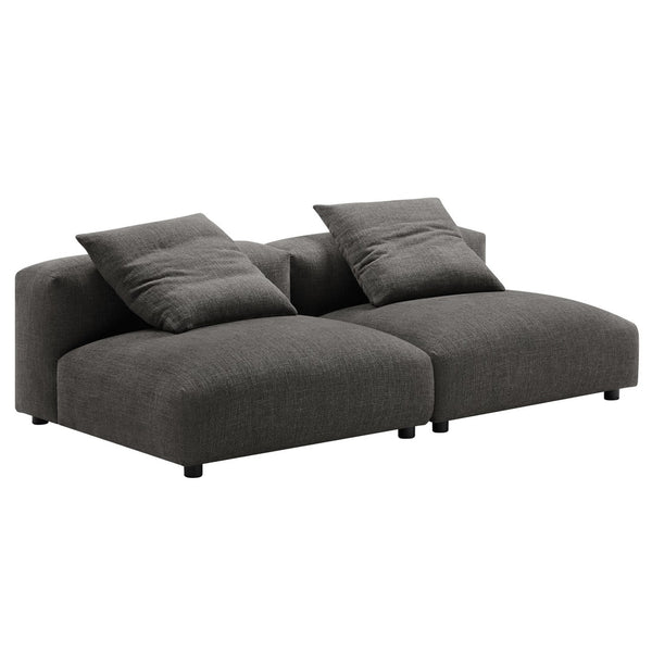 Modway Furniture Solace Modular 2-Piece Upholstered Sofa - Modern Comfort, Flexible Design for Contemporary Living Spaces Charcoal EEI-7037-CHA