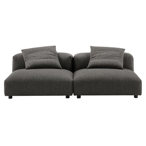 Modway Furniture Solace Modular 2-Piece Upholstered Sofa - Modern Comfort, Flexible Design for Contemporary Living Spaces Charcoal EEI-7037-CHA