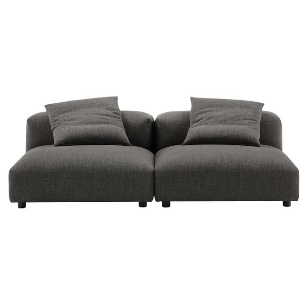 Modway Furniture Solace Modular 2-Piece Upholstered Sofa - Modern Comfort, Flexible Design for Contemporary Living Spaces Charcoal EEI-7037-CHA