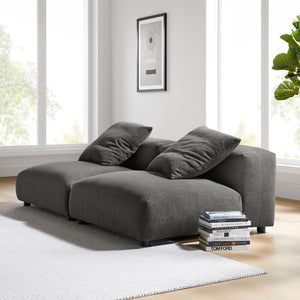 Modway Furniture Solace Modular 2-Piece Upholstered Sofa - Modern Comfort, Flexible Design for Contemporary Living Spaces Charcoal EEI-7037-CHA