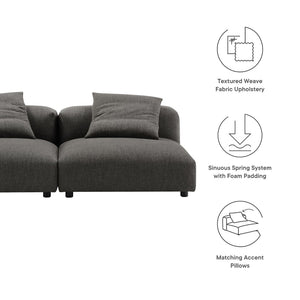 Modway Furniture Solace Modular 2-Piece Upholstered Sofa - Modern Comfort, Flexible Design for Contemporary Living Spaces Charcoal EEI-7037-CHA