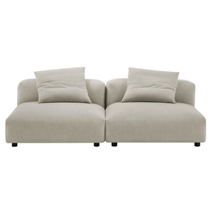 Modway Furniture Solace Modular 2-Piece Upholstered Sofa - Modern Comfort, Flexible Design for Contemporary Living Spaces Linen EEI-7037-LIN