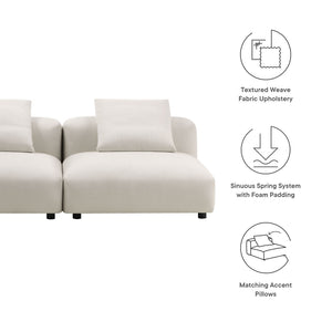 Modway Furniture Solace Modular 2-Piece Upholstered Sofa - Modern Comfort, Flexible Design for Contemporary Living Spaces Salt EEI-7037-SAL