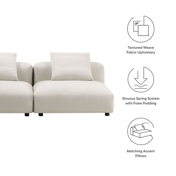 Modway Furniture Solace Modular 2-Piece Upholstered Sofa - Modern Comfort, Flexible Design for Contemporary Living Spaces Salt EEI-7037-SAL