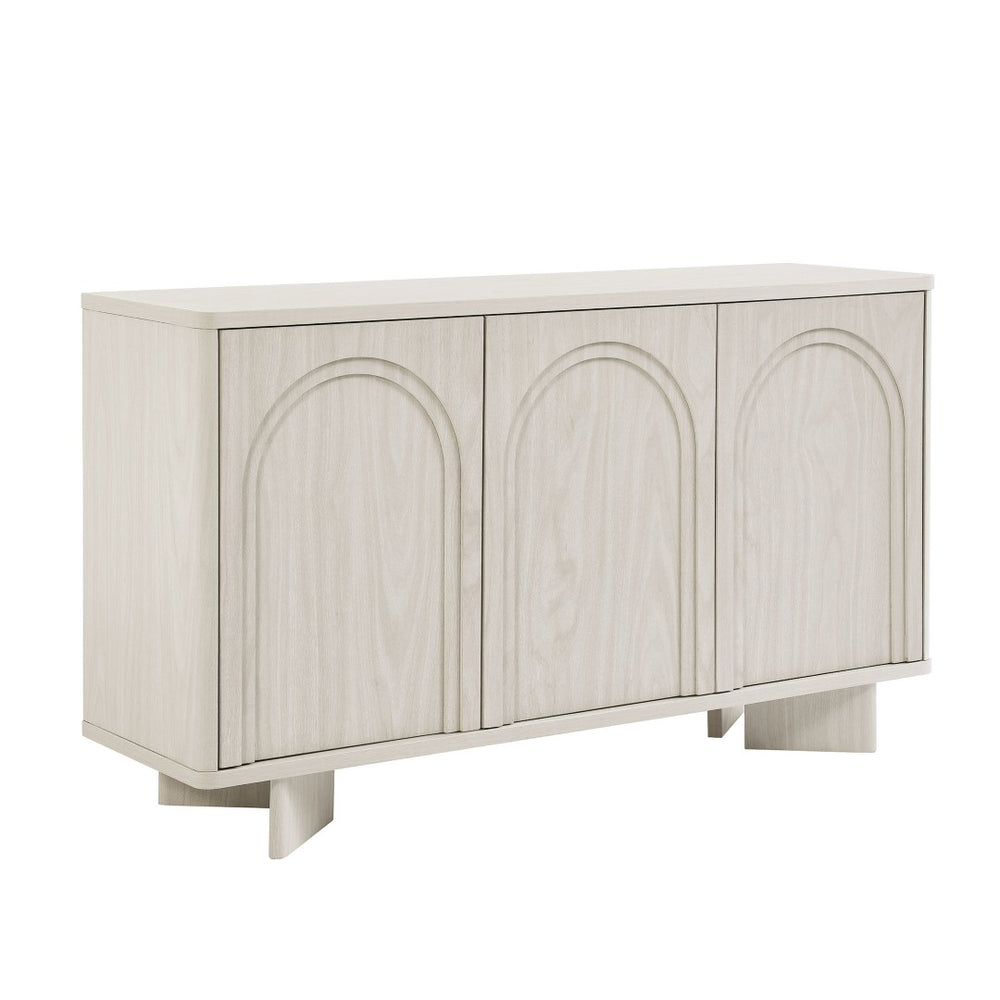 Modway Furniture Flux Arched 3-Door Sideboard - Modern White Wash Storage Cabinet for Dining, Office, and Media Use EEI-7039-WWA