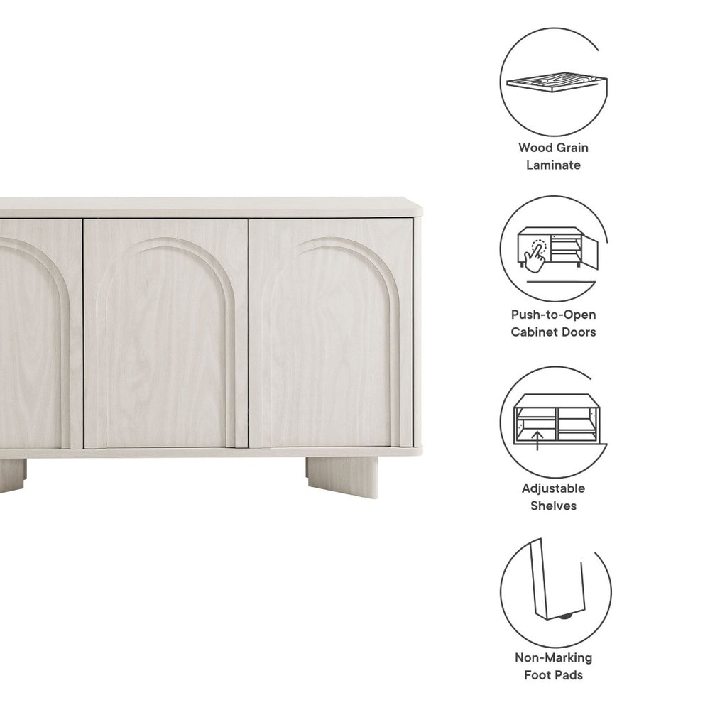 Modway Furniture Flux Arched 3-Door Sideboard - Modern White Wash Storage Cabinet for Dining, Office, and Media Use EEI-7039-WWA