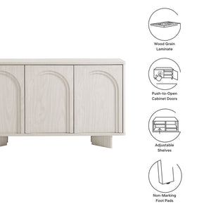 Modway Furniture Flux Arched 3-Door Sideboard - Modern White Wash Storage Cabinet for Dining, Office, and Media Use EEI-7039-WWA