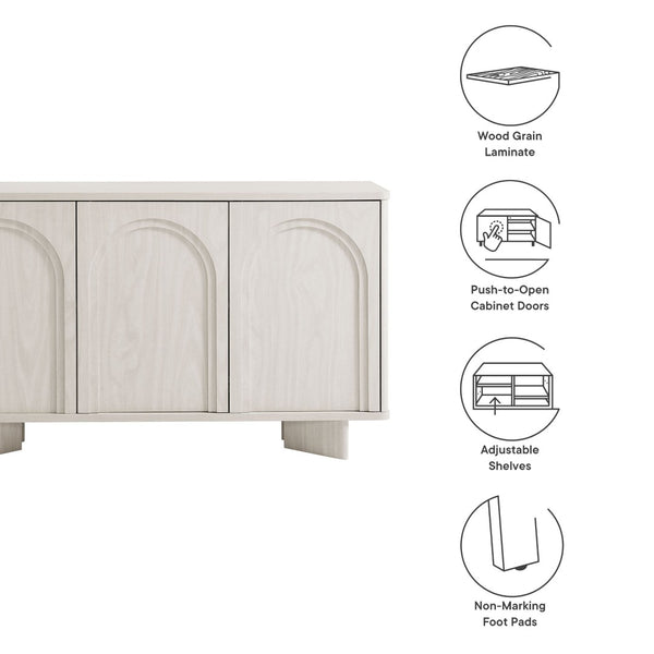 Modway Furniture Flux Arched 3-Door Sideboard - Modern White Wash Storage Cabinet for Dining, Office, and Media Use EEI-7039-WWA