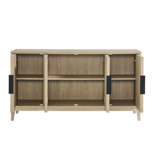 Modway Furniture Sinya 4-Door Sideboard - Contemporary Light Oak Storage Cabinet with Adjustable Shelves & Style EEI-7040-LOA