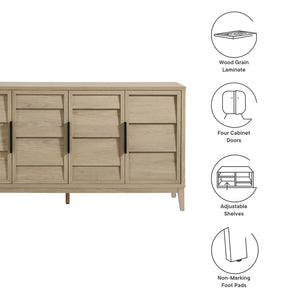 Modway Furniture Sinya 4-Door Sideboard - Contemporary Light Oak Storage Cabinet with Adjustable Shelves & Style EEI-7040-LOA