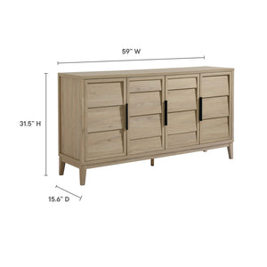 Modway Furniture Sinya 4-Door Sideboard - Contemporary Light Oak Storage Cabinet with Adjustable Shelves & Style EEI-7040-LOA