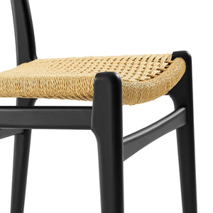 Modway Furniture Wynn Rope and Wood Dining Side Chairs Set of 2 - Modern Mid-Century Style for Any Space Black Natural EEI-7044-BLK-NAT