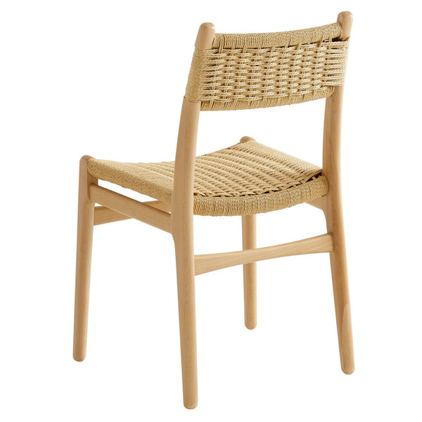 Modway Furniture Wynn Rope and Wood Dining Side Chairs Set of 2 - Modern Mid-Century Style for Any Space Natural Natural EEI-7044-NAT-NAT