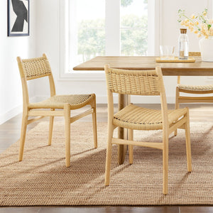 Modway Furniture Wynn Rope and Wood Dining Side Chairs Set of 2 - Modern Mid-Century Style for Any Space Natural Natural EEI-7044-NAT-NAT