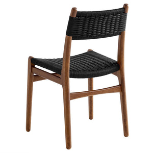Modway Furniture Wynn Rope and Wood Dining Side Chairs Set of 2 - Modern Mid-Century Style for Any Space Walnut Black EEI-7044-WAL-BLK
