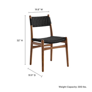 Modway Furniture Wynn Rope and Wood Dining Side Chairs Set of 2 - Modern Mid-Century Style for Any Space Walnut Black EEI-7044-WAL-BLK