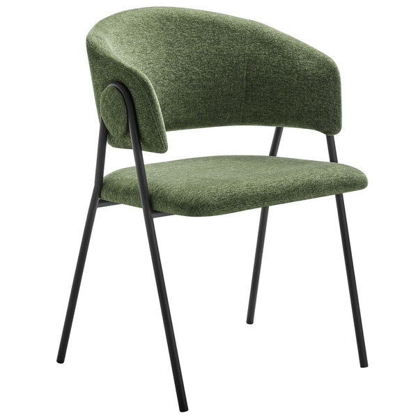 Modway Furniture Nella Upholstered Chenille Dining Chairs Set of 2 - Vintage Mid-Century Style with Comfort and Elegance Eucalyptus Black EEI-7045-EUC-BLK