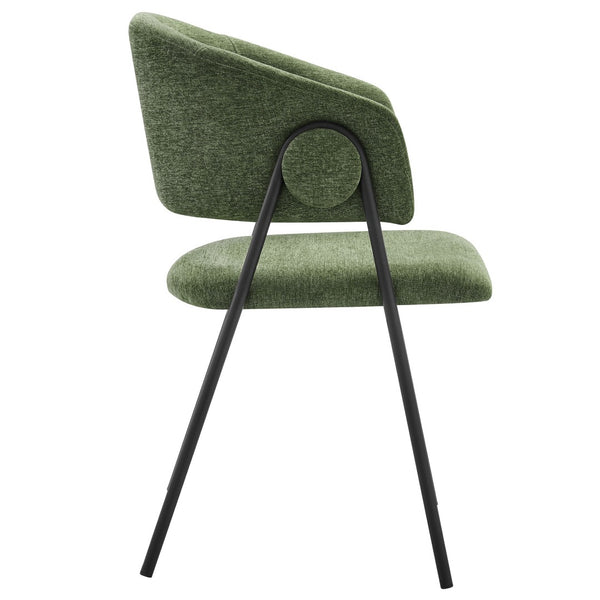 Modway Furniture Nella Upholstered Chenille Dining Chairs Set of 2 - Vintage Mid-Century Style with Comfort and Elegance Eucalyptus Black EEI-7045-EUC-BLK