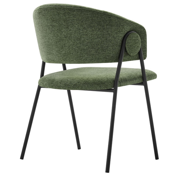 Modway Furniture Nella Upholstered Chenille Dining Chairs Set of 2 - Vintage Mid-Century Style with Comfort and Elegance Eucalyptus Black EEI-7045-EUC-BLK