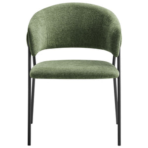 Modway Furniture Nella Upholstered Chenille Dining Chairs Set of 2 - Vintage Mid-Century Style with Comfort and Elegance Eucalyptus Black EEI-7045-EUC-BLK