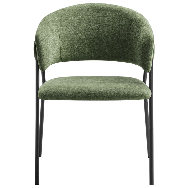 Modway Furniture Nella Upholstered Chenille Dining Chairs Set of 2 - Vintage Mid-Century Style with Comfort and Elegance Eucalyptus Black EEI-7045-EUC-BLK