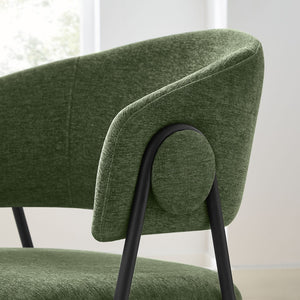 Modway Furniture Nella Upholstered Chenille Dining Chairs Set of 2 - Vintage Mid-Century Style with Comfort and Elegance Eucalyptus Black EEI-7045-EUC-BLK