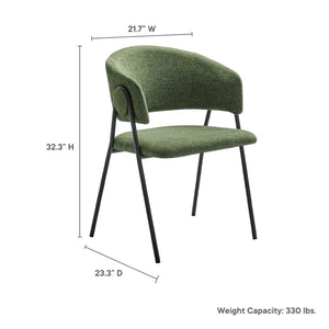 Modway Furniture Nella Upholstered Chenille Dining Chairs Set of 2 - Vintage Mid-Century Style with Comfort and Elegance Eucalyptus Black EEI-7045-EUC-BLK