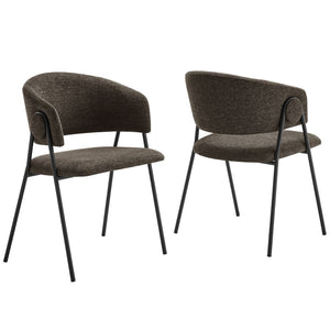 Modway Furniture Nella Upholstered Chenille Dining Chairs Set of 2 - Vintage Mid-Century Style with Comfort and Elegance Java Black EEI-7045-JAV-BLK