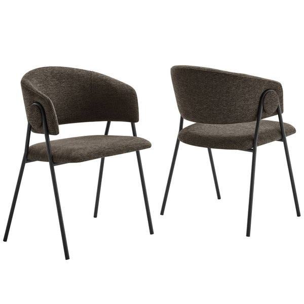 Modway Furniture Nella Upholstered Chenille Dining Chairs Set of 2 - Vintage Mid-Century Style with Comfort and Elegance Java Black EEI-7045-JAV-BLK