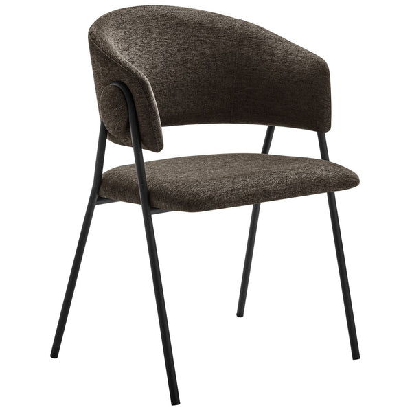 Modway Furniture Nella Upholstered Chenille Dining Chairs Set of 2 - Vintage Mid-Century Style with Comfort and Elegance Java Black EEI-7045-JAV-BLK