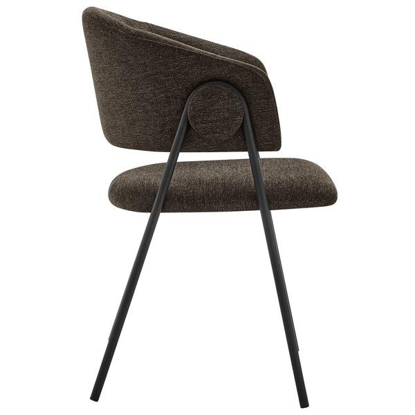 Modway Furniture Nella Upholstered Chenille Dining Chairs Set of 2 - Vintage Mid-Century Style with Comfort and Elegance Java Black EEI-7045-JAV-BLK