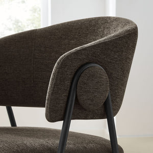 Modway Furniture Nella Upholstered Chenille Dining Chairs Set of 2 - Vintage Mid-Century Style with Comfort and Elegance Java Black EEI-7045-JAV-BLK
