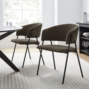 Modway Furniture Nella Upholstered Chenille Dining Chairs Set of 2 - Vintage Mid-Century Style with Comfort and Elegance Java Black EEI-7045-JAV-BLK