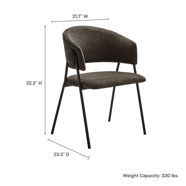 Modway Furniture Nella Upholstered Chenille Dining Chairs Set of 2 - Vintage Mid-Century Style with Comfort and Elegance Java Black EEI-7045-JAV-BLK