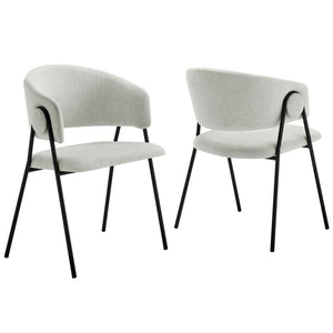 Modway Furniture Nella Upholstered Chenille Dining Chairs Set of 2 - Vintage Mid-Century Style with Comfort and Elegance Newsprint Black EEI-7045-NPT-BLK