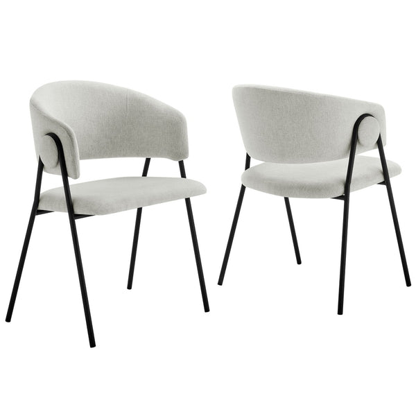 Modway Furniture Nella Upholstered Chenille Dining Chairs Set of 2 - Vintage Mid-Century Style with Comfort and Elegance Newsprint Black EEI-7045-NPT-BLK
