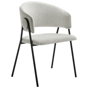 Modway Furniture Nella Upholstered Chenille Dining Chairs Set of 2 - Vintage Mid-Century Style with Comfort and Elegance Newsprint Black EEI-7045-NPT-BLK