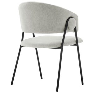 Modway Furniture Nella Upholstered Chenille Dining Chairs Set of 2 - Vintage Mid-Century Style with Comfort and Elegance Newsprint Black EEI-7045-NPT-BLK